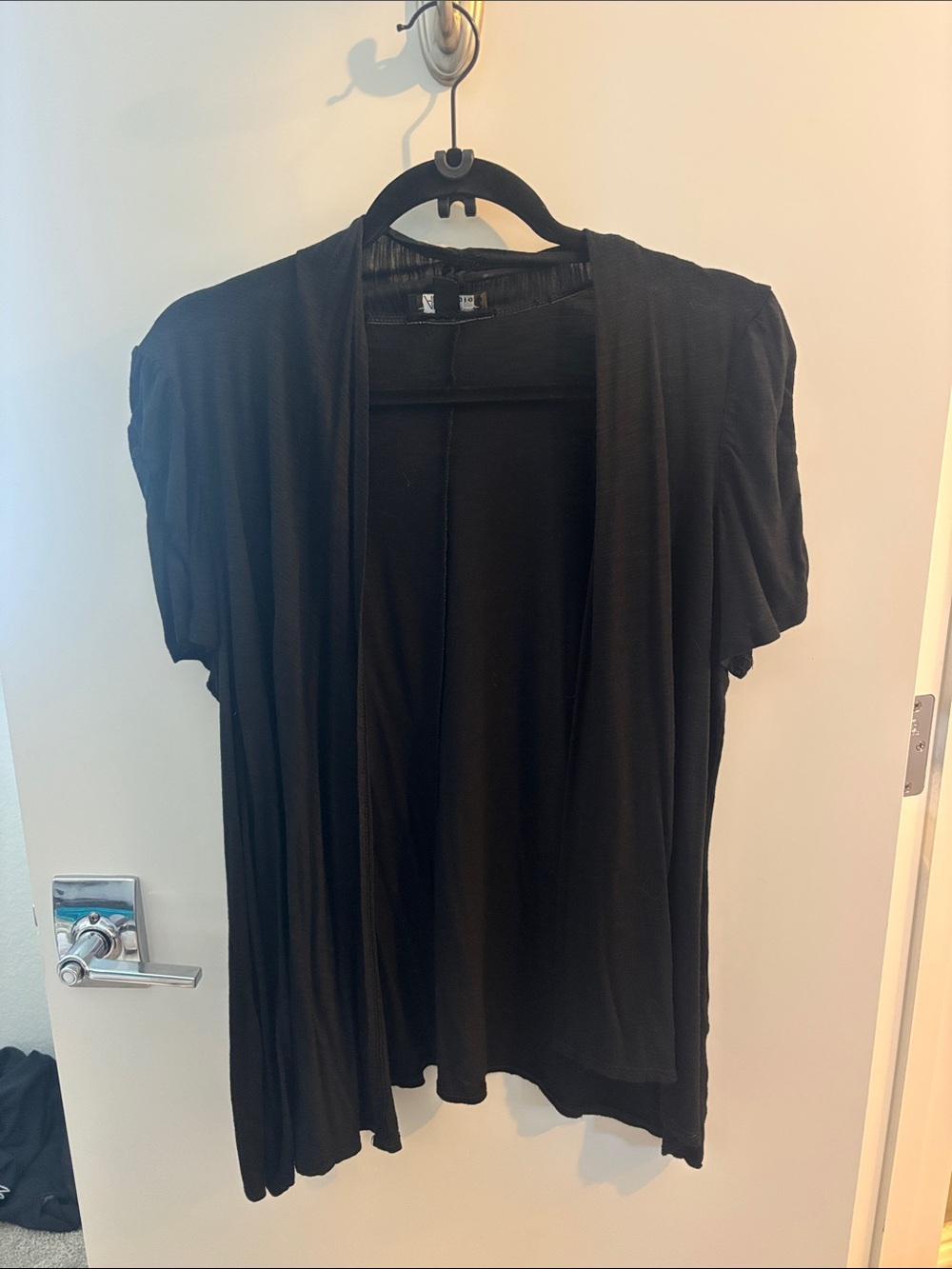 AB Studio Black Short Sleeve Open Cardigan Top